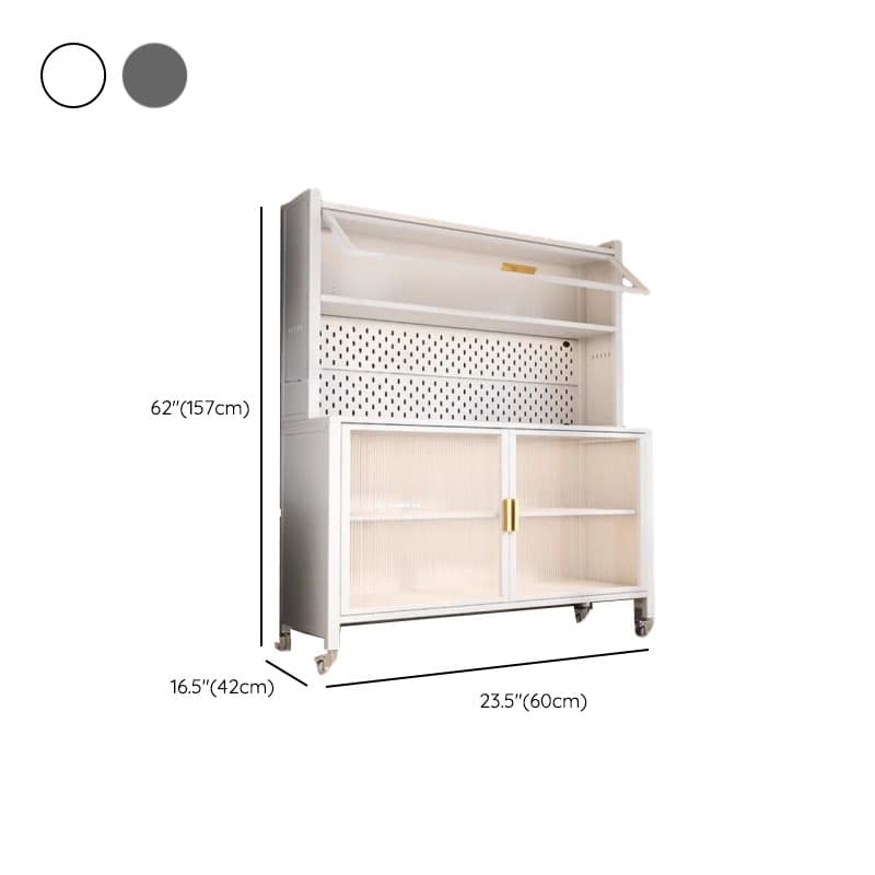 Narrow Steel Countertop Sideboard with Wheels, Cupboard, Changeable Shelf, and 3/4 Doors thumbnail 8