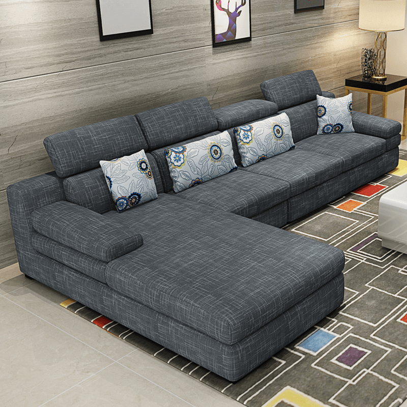 L-Shape Sofa Chaise with Left Hand Facing Orientation, Standard Foam Seat, Adjustable Headrest, and Concealed Support thumbnail 5