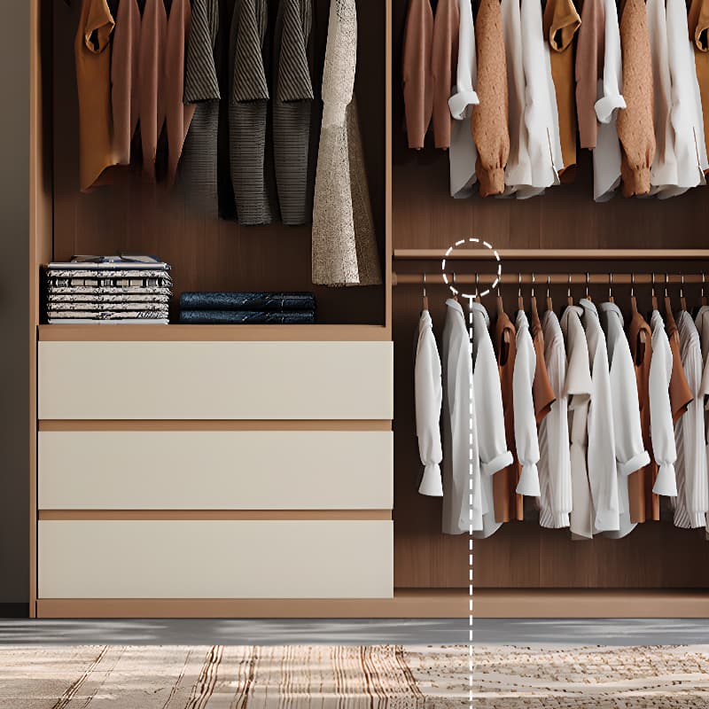 Multi-Color Simple Lumber Wardrobe Closet with Soft Close Drawer, Soft Close Door, Interior Shelves, and Clothing Rod thumbnail 6