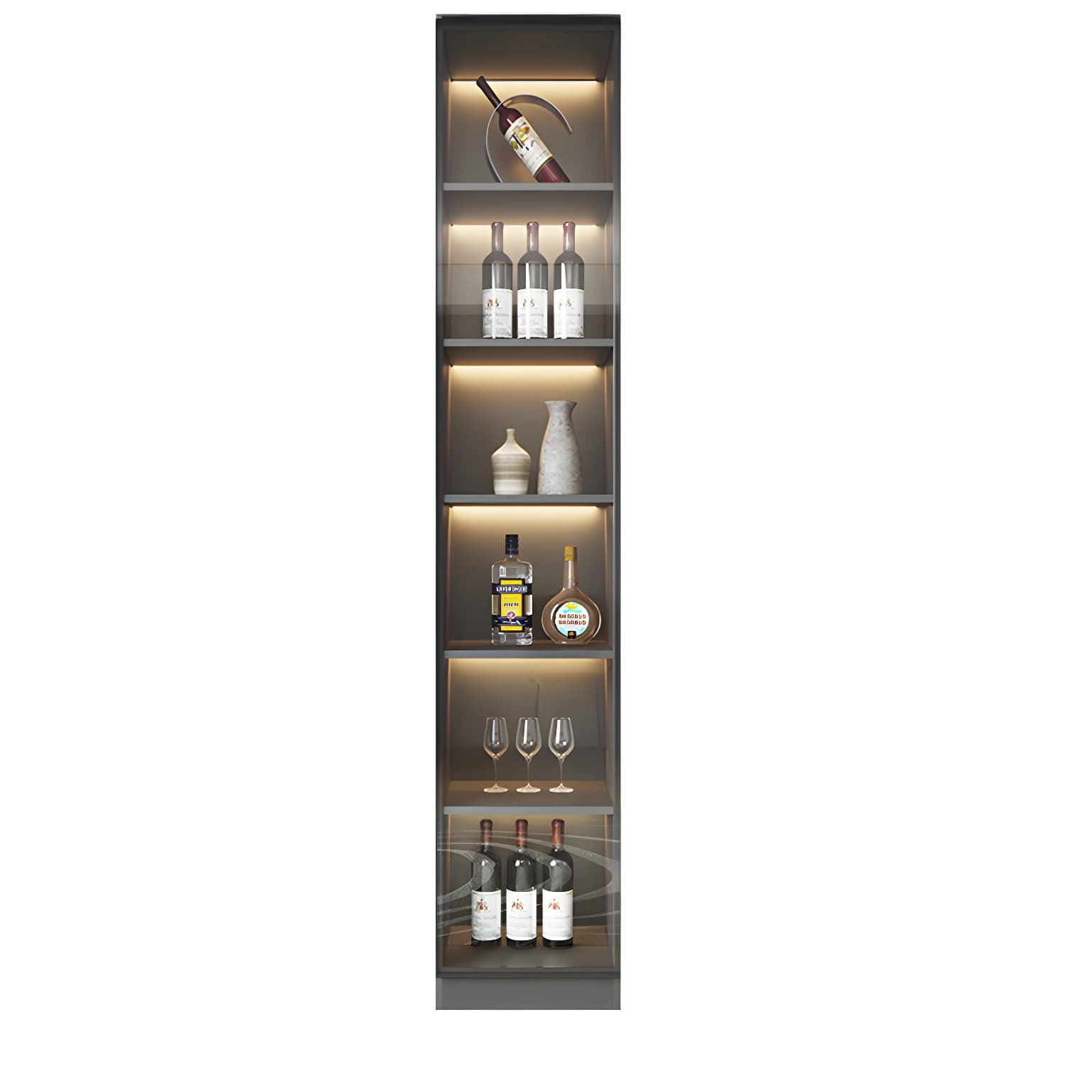 Modern Glass Adjustable Shelving Doors Wood Sideboard Cabinet with Cabinets and Drawers