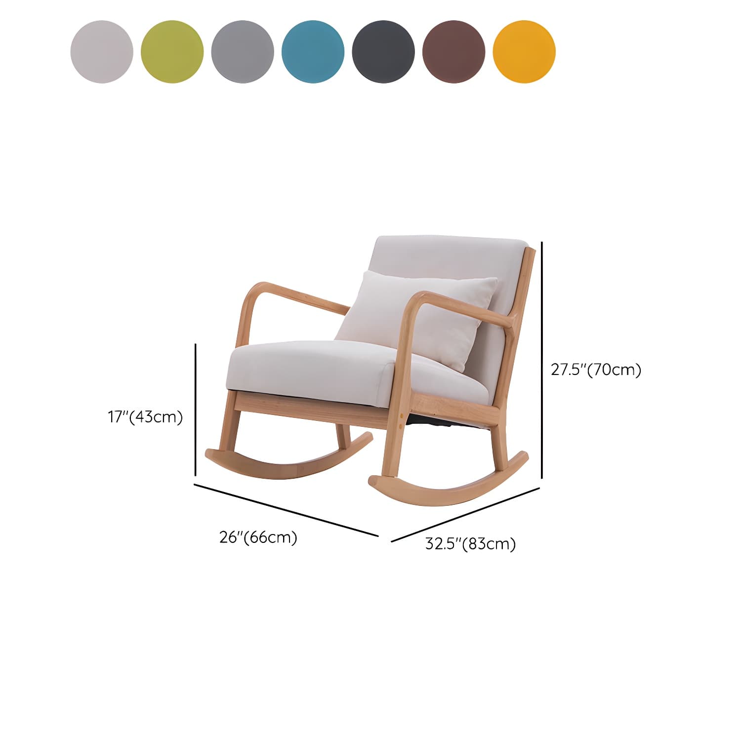 Mid-Century Modern Rocking Accent Chair with Solid Wood Frame and a Pillow thumbnail 20