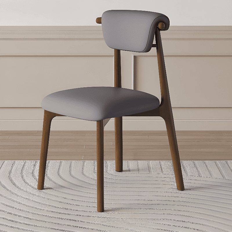 Casual Side Chair in Vinyl Leather with Wood Legs, Low Back, Framed and Balanced thumbnail 2