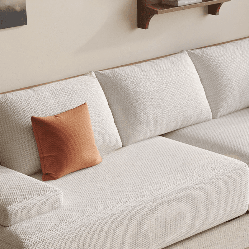 Modish Solid Color Stain Resistant Standard Sofa in Black/Light Gray/Beige for 6-Seater with 2 Pillows thumbnail 12