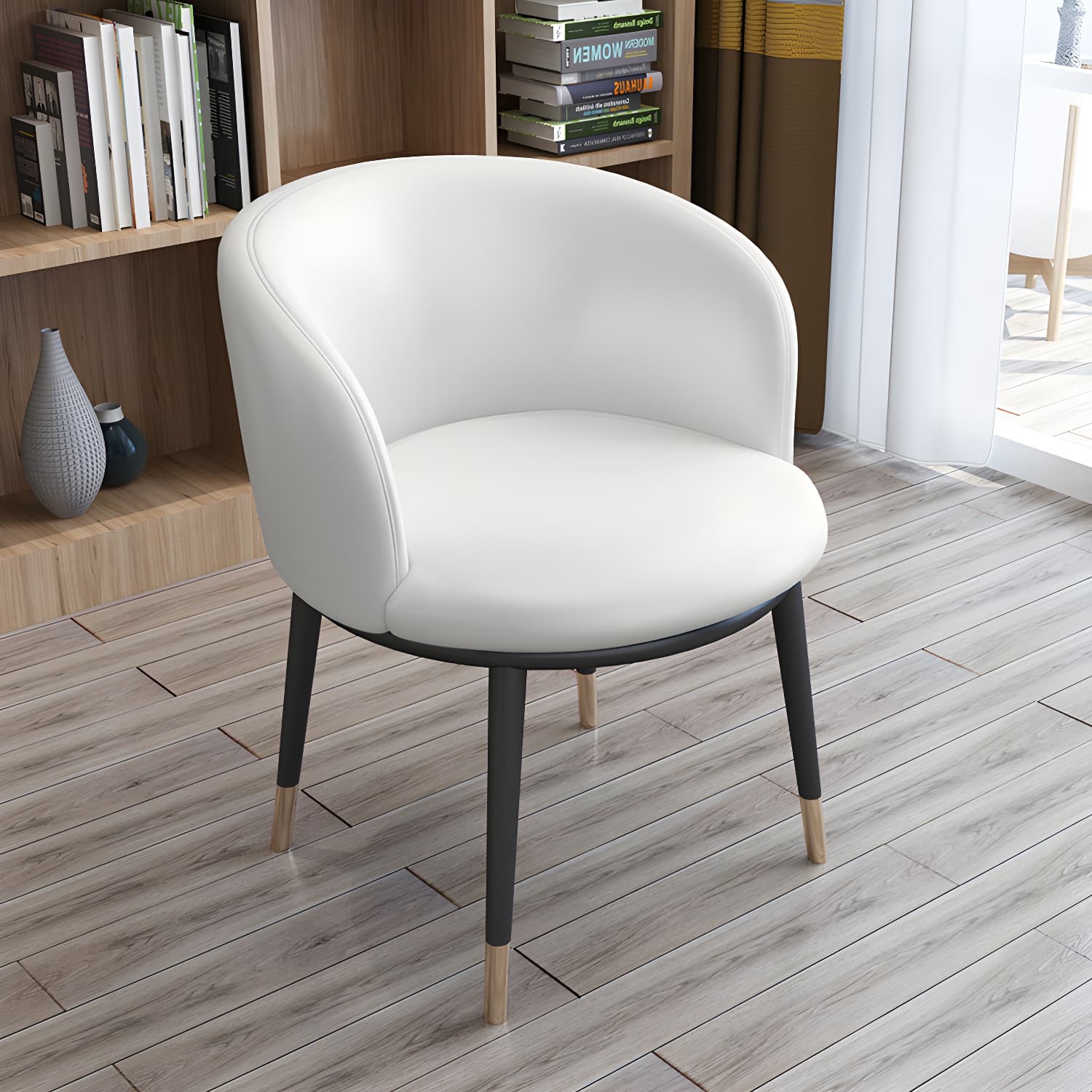 Faux Leather Contemporary Dining Chair with 4 Legs Matte Finish Solid Back Chair thumbnail 28