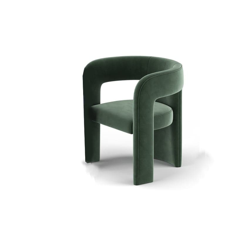 Soft-pile Fabric Upholstered Secure Outlined Arm Chair with Curved Back and Dark Blue/Light Green/Blush Legs in a Nordic Style thumbnail 5