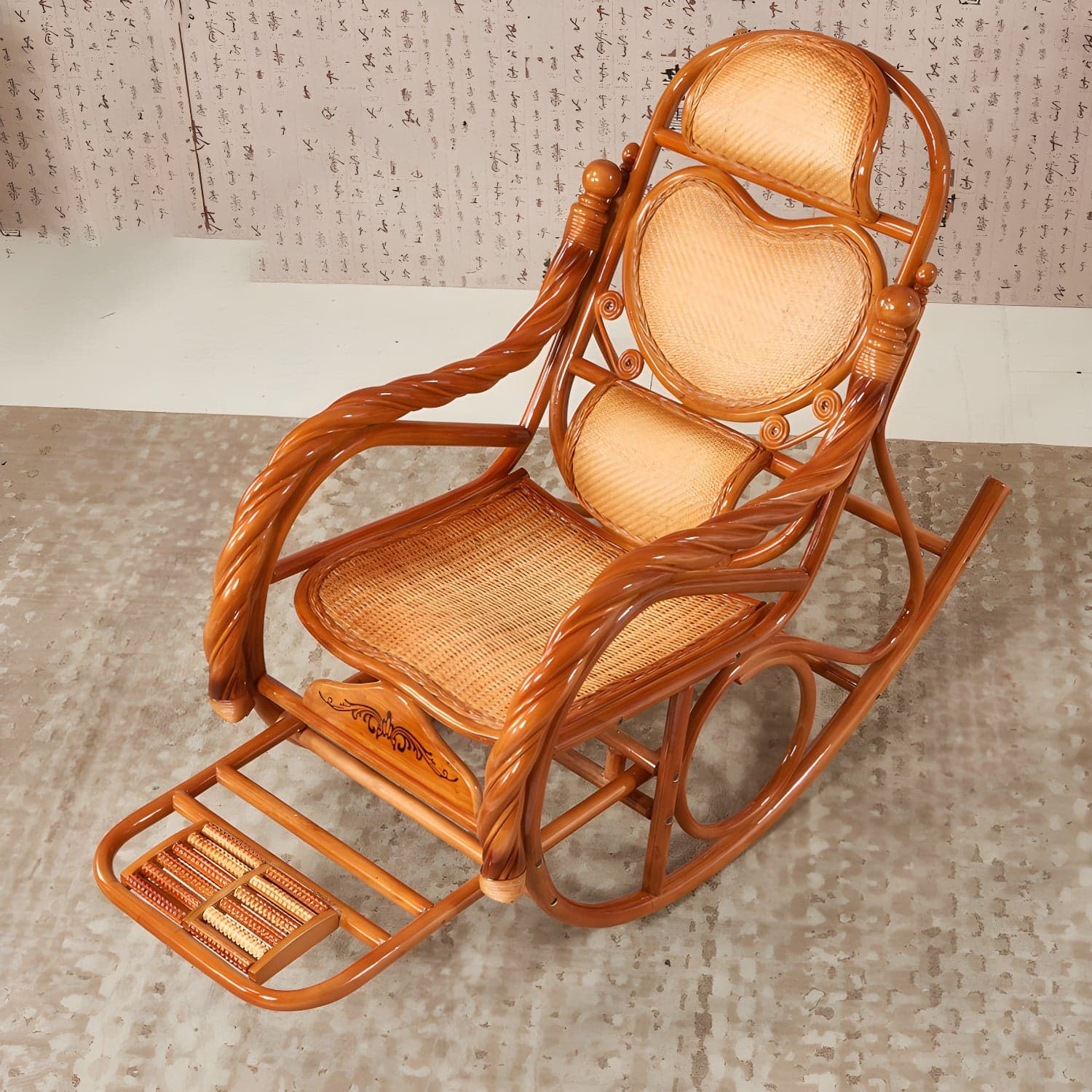 Mid Century Modern Recliner Chair Rattan/Wicker Recliner Chair for Living Room thumbnail 5