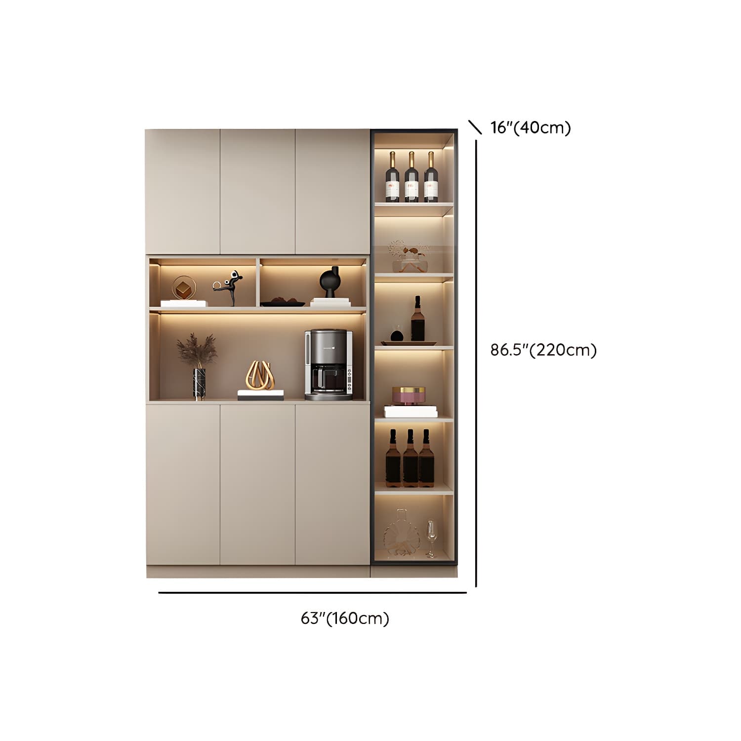 Modern Wood Cabinet with Glass Doors and Non-adjustable Shelves thumbnail 14