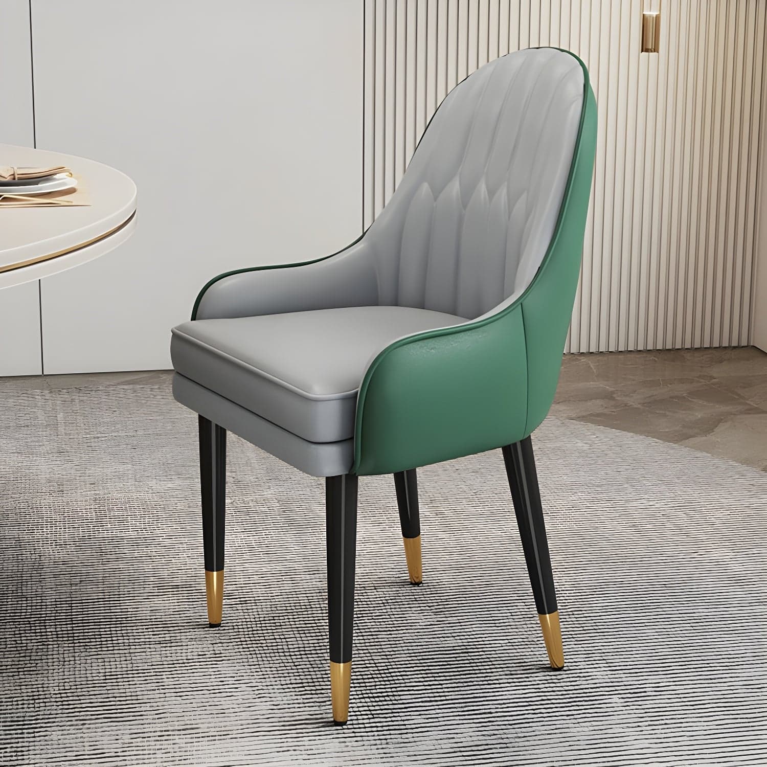 Glam Arm Chair with Upholstered Faux Leather, Solid Back, and Metal Legs thumbnail 13