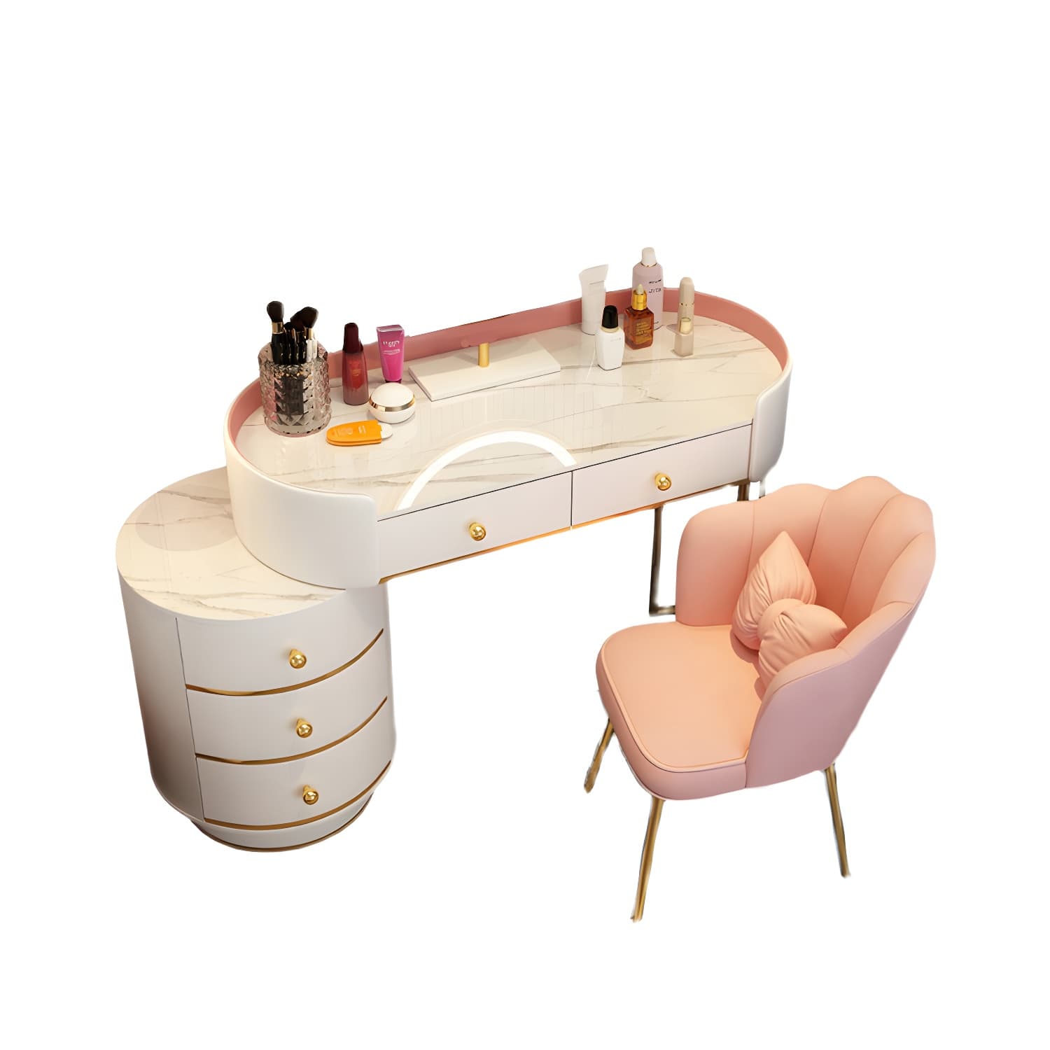 Wooden Makeup Vanity Desk Bedroom Dressing Table Stool Set with Drawer thumbnail 16