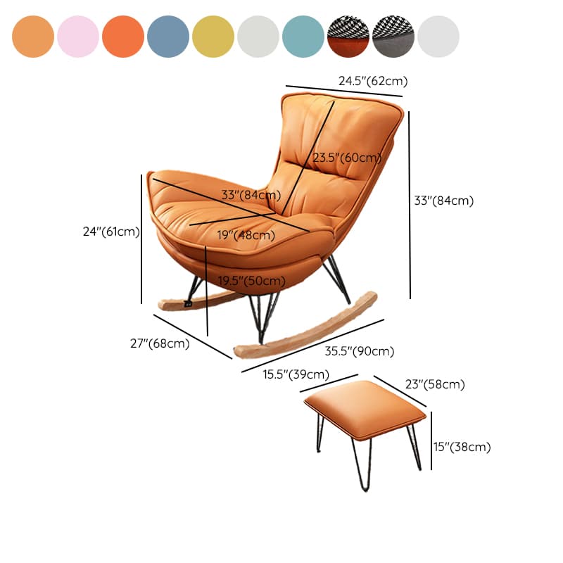 Elegant Upholstered Rocking Chair with Natural Wood Legs - Modern Style for Chic Home Decor thumbnail 19