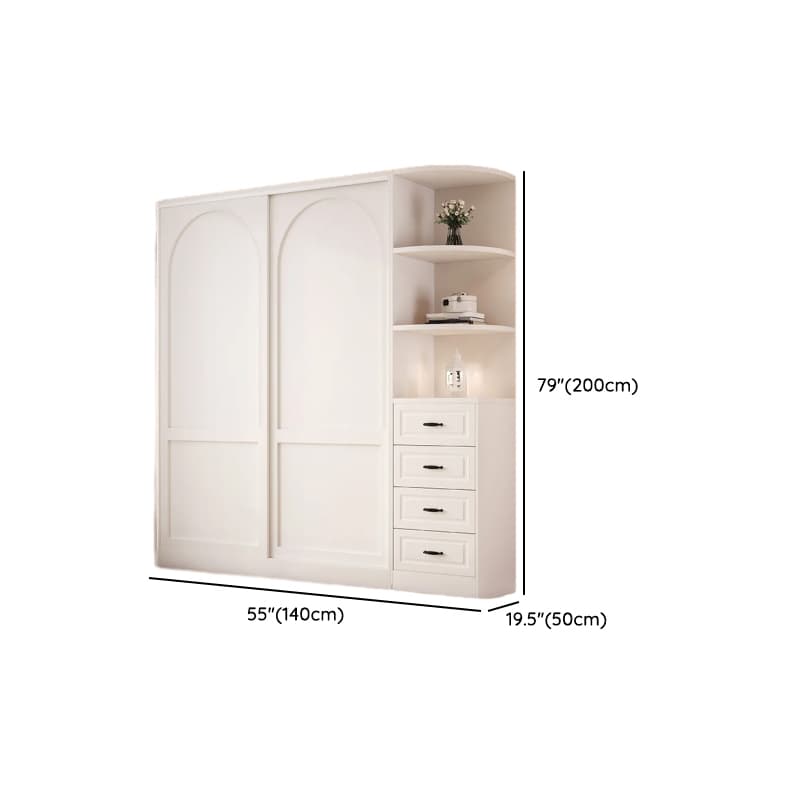 Contemporary White Engineered Wood Cabinet Armoire with Multiple Drawers, Interior Shelves, and Hanging Rod thumbnail 21