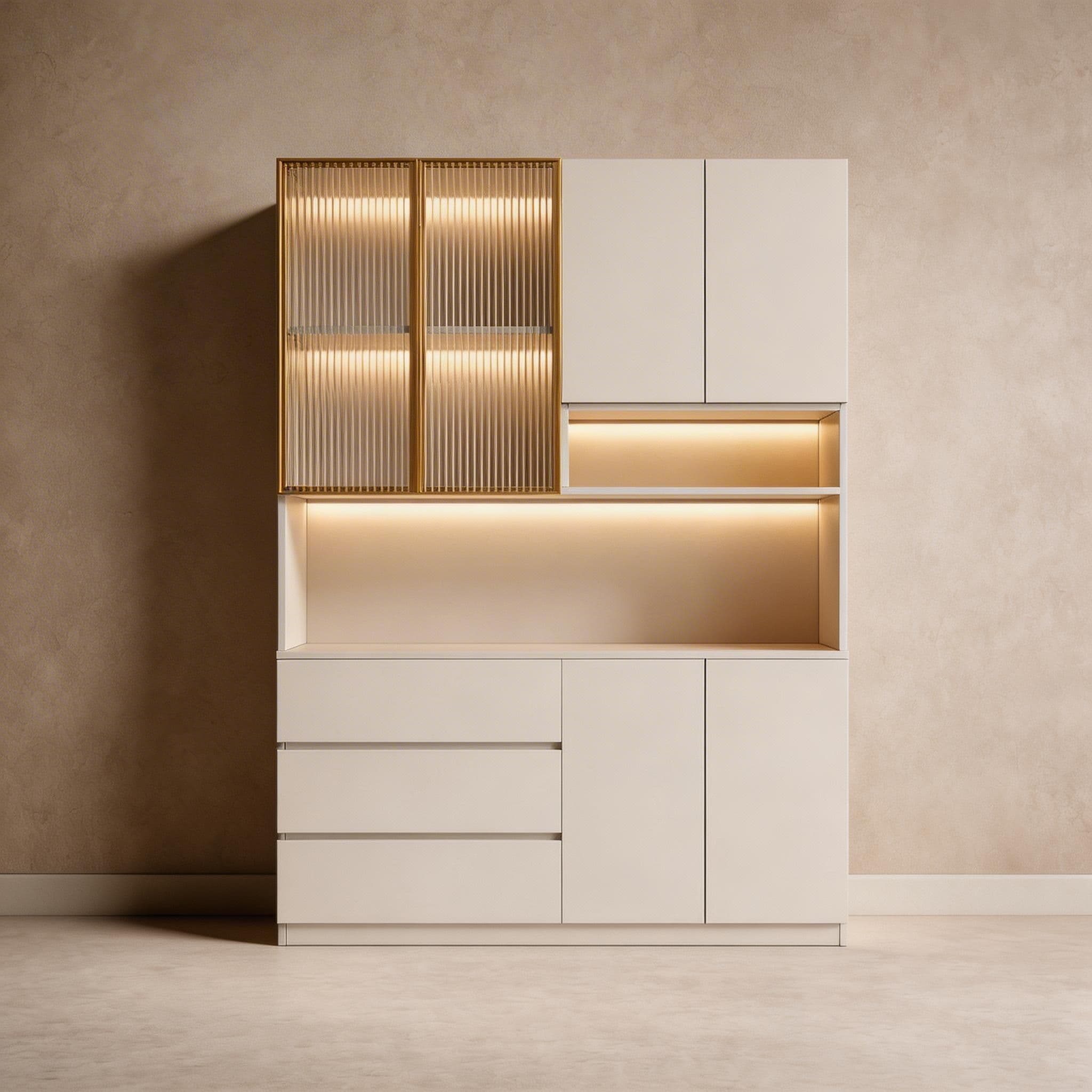 Trendy Sideboard with 3 Drawers, Cupboard, Wide/Standard/Narrow Sizes, 2/1 Shelves, Cabinets, and Glass-panel Door thumbnail 47