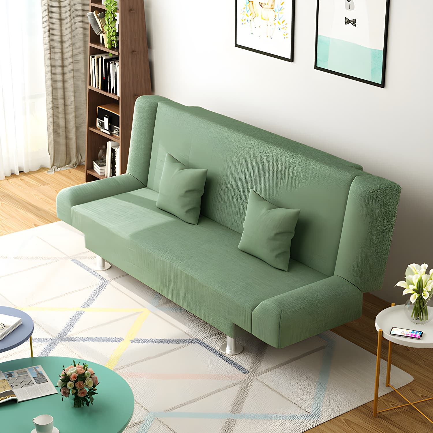 Modern Linen Sofa 23"W Tight Back Armless Couch for Living Room thumbnail 16