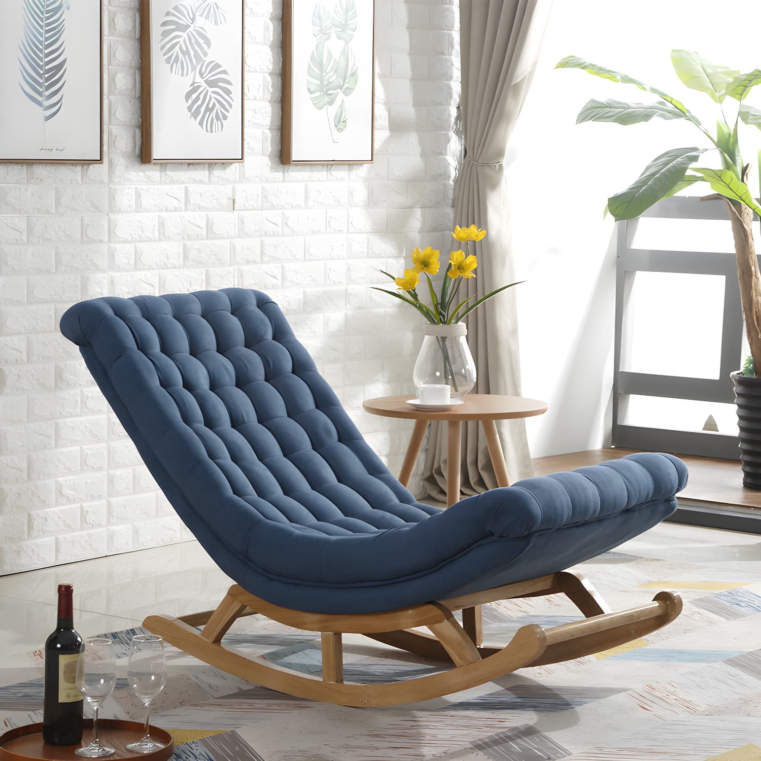 Contemporary Indoor Rocking Chair Nursery Sofa Rocking Chair with Ottoman - image 1