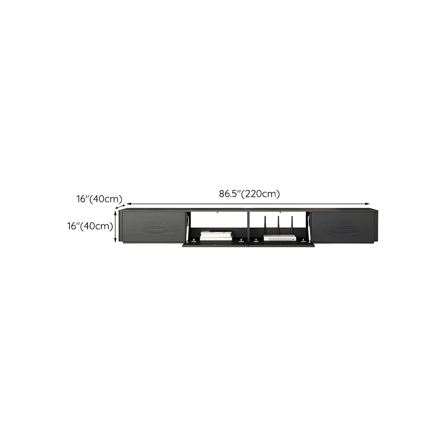 Black Wood TV Stand with Drawers and Cable Management – Modern Style and Low Height thumbnail 16