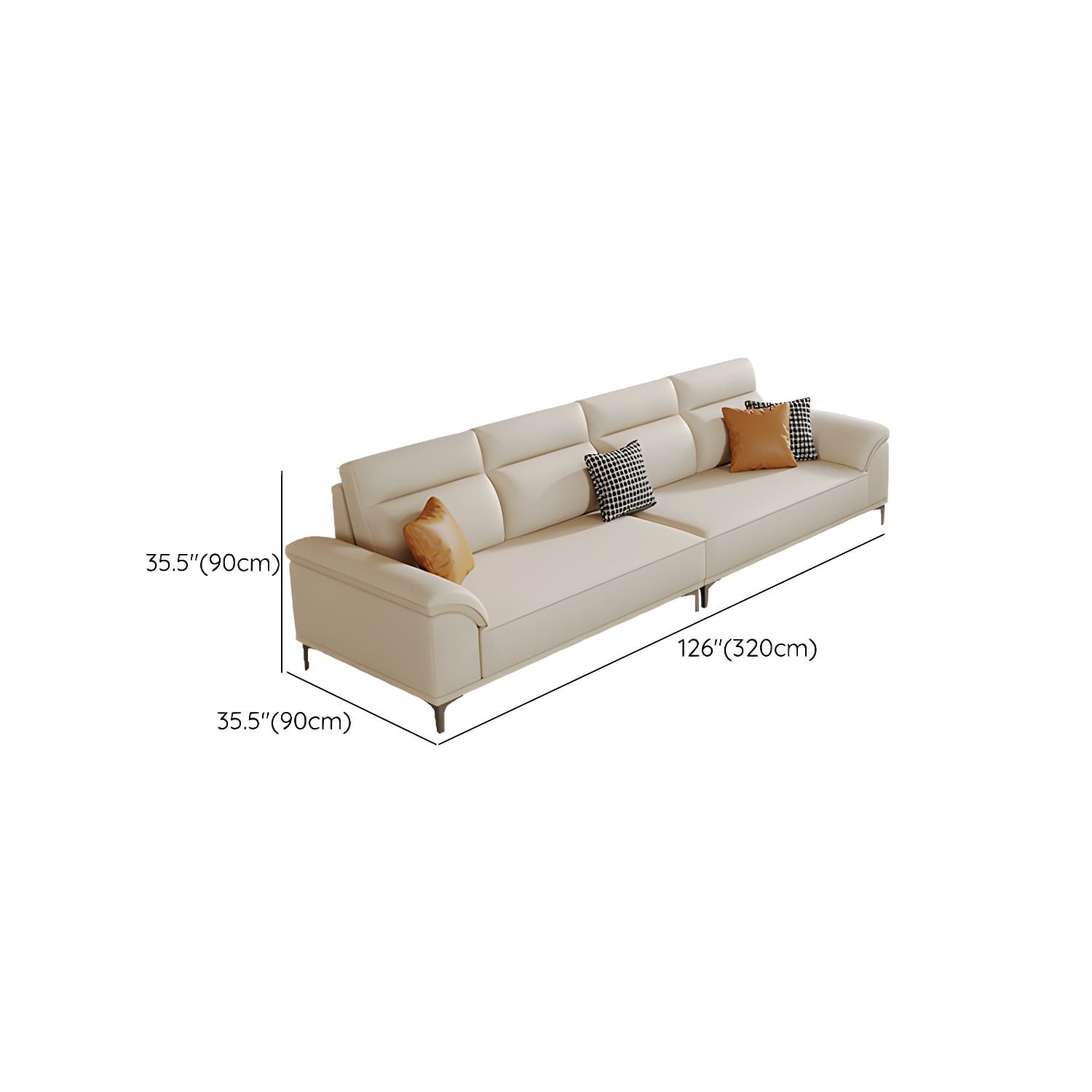 Modern Beige Faux Leather Sofa with Ottoman Included - Pillow Top Arm and Cushion Back thumbnail 14