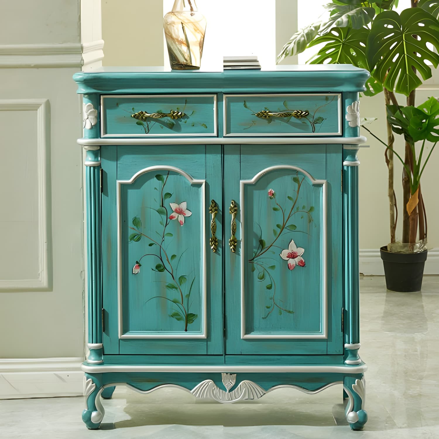 Glam Style Wood Sideboard with Drawers Dining Server for Kitchen thumbnail 2