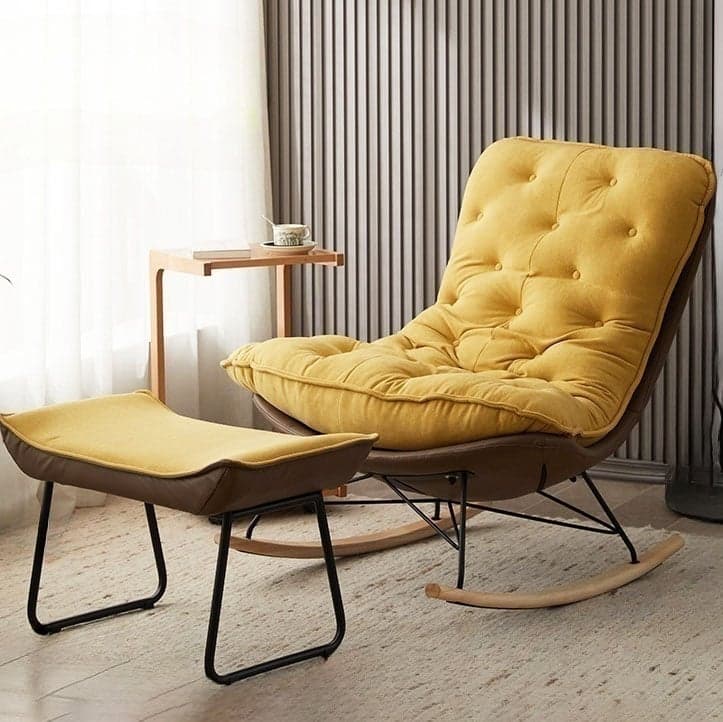 Modish Sand Ash Upholstered Rocking Accent Chair with Spindle Back and Stain Resistant thumbnail 7