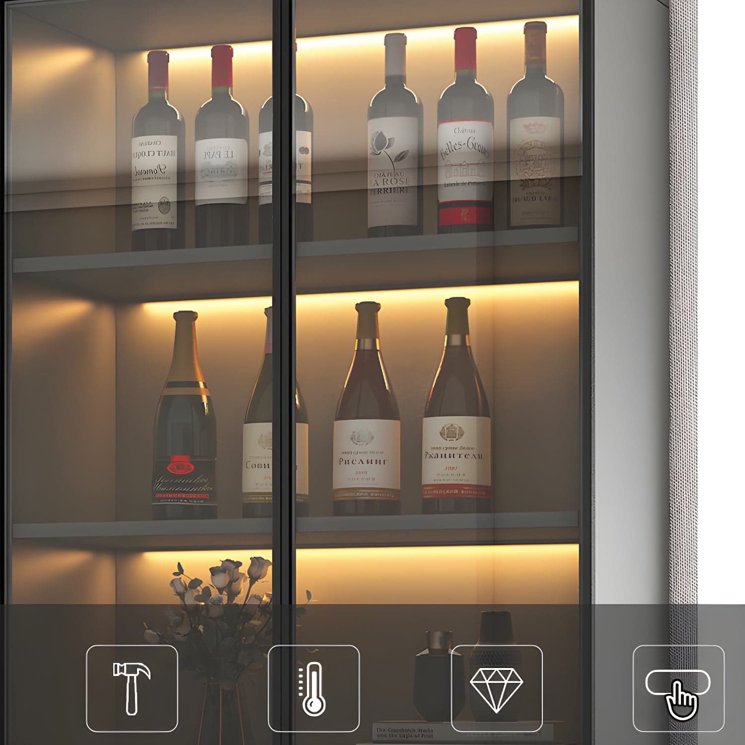 Accent Cabinet Rectangle Contemporary Glass Wood with Shelves thumbnail 7