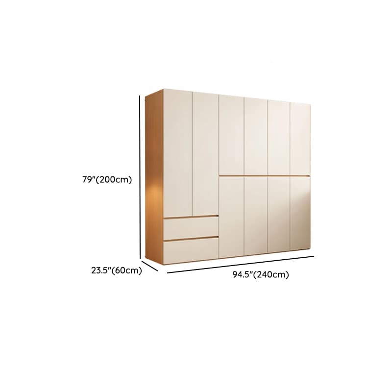 Chalk Modish Laminate Wardrobe Closet with Soft Close Drawer, Soft Close Door, Interior Shelves, and Clothing Rod thumbnail 16