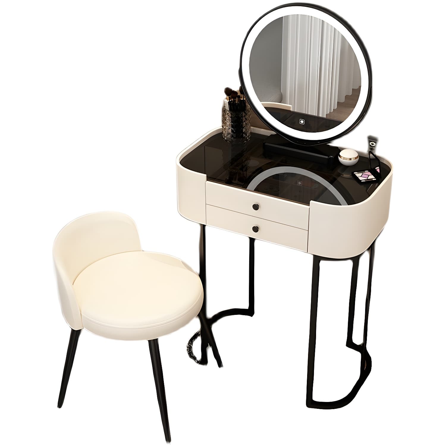 Contemporary Glass Vanity Dressing Table Bedroom Makeup Vanity Desk with Drawer thumbnail 9