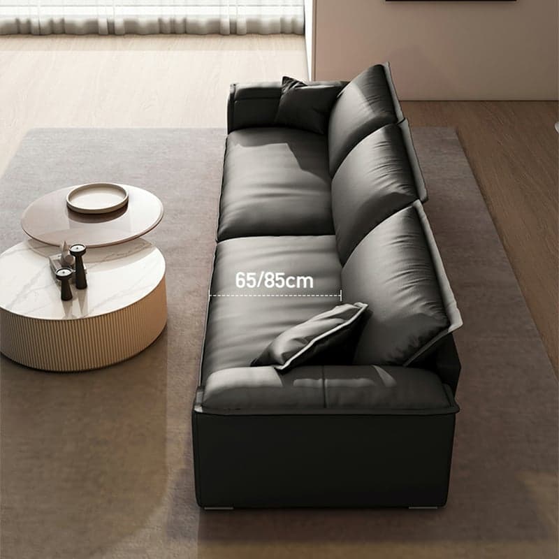 Black Cushion Back 30'' Interface Genuine Leather Sofa Pillow Top Arm thumbnail 2