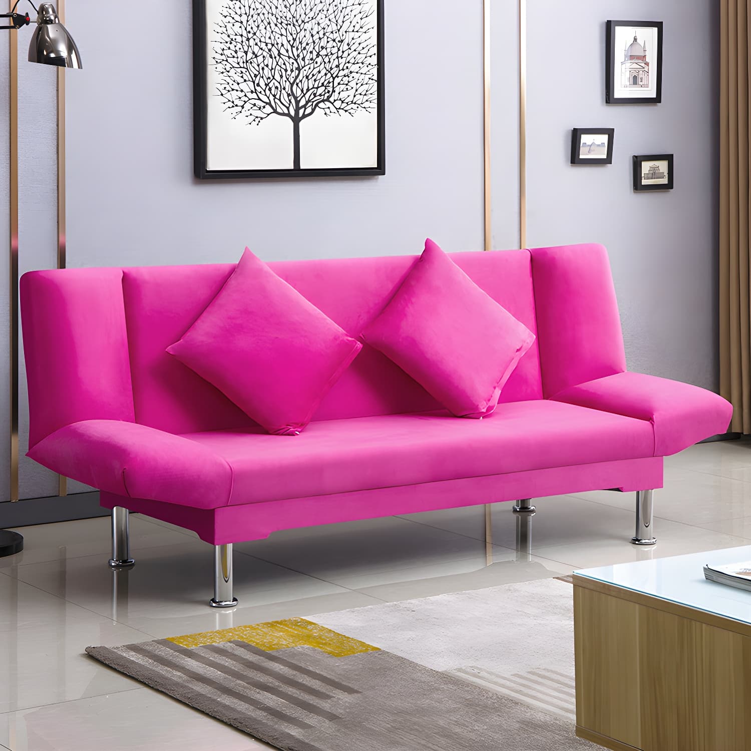 Silver Transitional Modern Tight Back Sofa Bed 29.53"High Armless Sofa Bed thumbnail 33