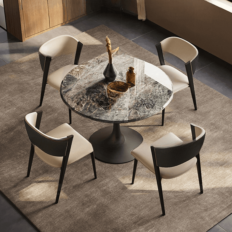 Art Deco Multi-Color Rounded Dining Table with Stone Top, Scratch-immune, Standard Height, Seats 2 thumbnail 7