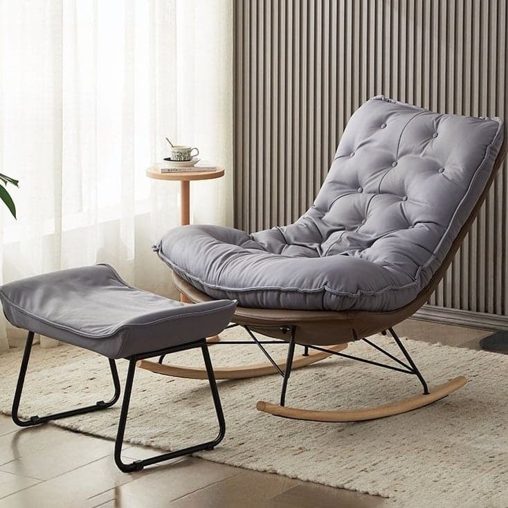 Modish Sand Ash Upholstered Rocking Accent Chair with Spindle Back and Stain Resistant thumbnail 1
