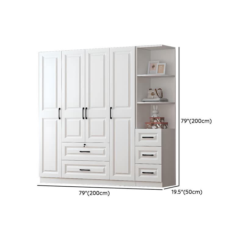 Sleek White Nordic Wooden Detached Almirah with Soft Close Drawers, Doors, and Clothing Rod thumbnail 28