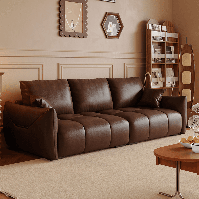 Modern Solid Color Scratch-defiant Standard Sofa in Light Gray/Emerald Green/Auburn, 3-seater with 2 Pillows thumbnail 4