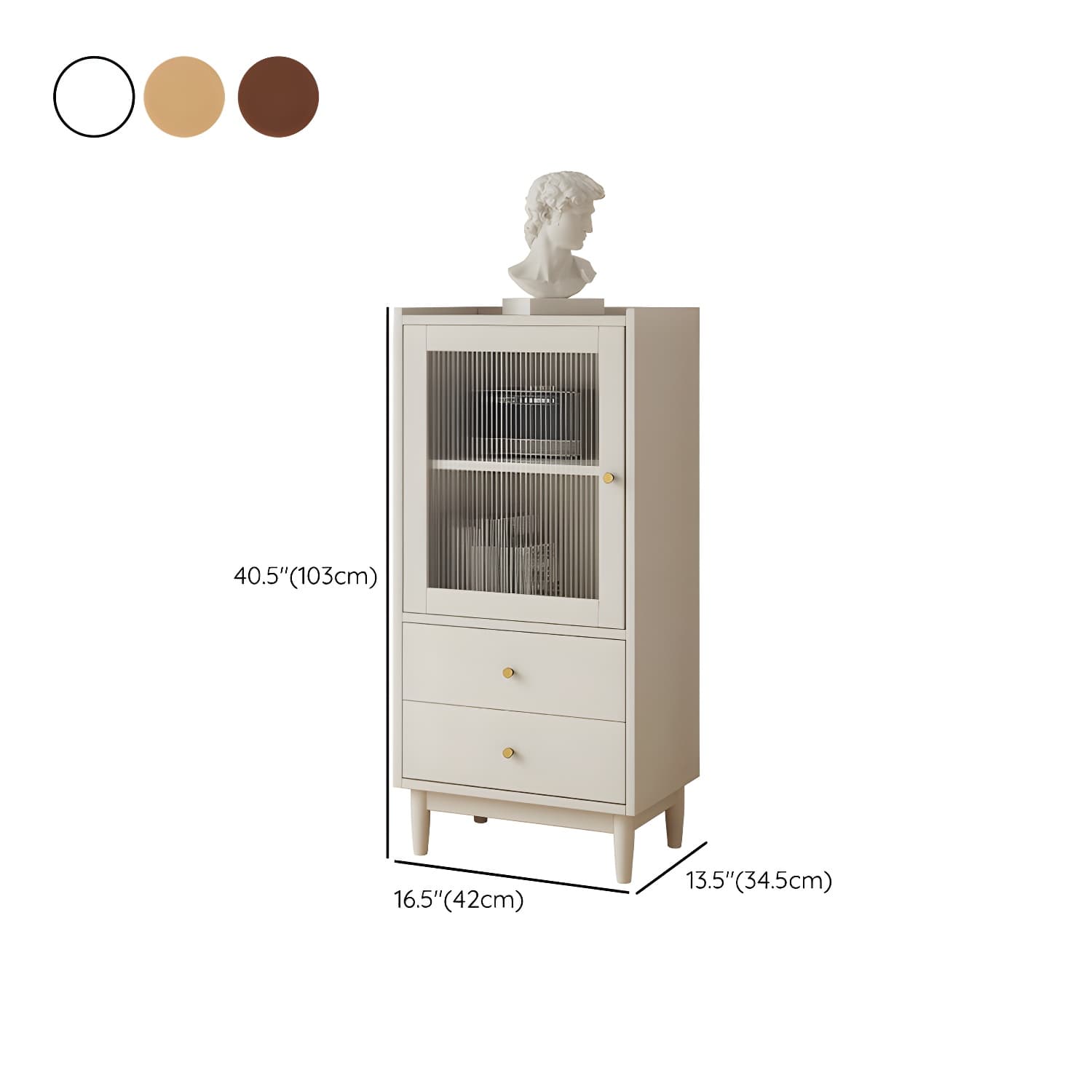 Scandinavian Glass Door Wood Cabinet with Drawers and Adjustable Shelves - Elegant Storage Furniture thumbnail 12
