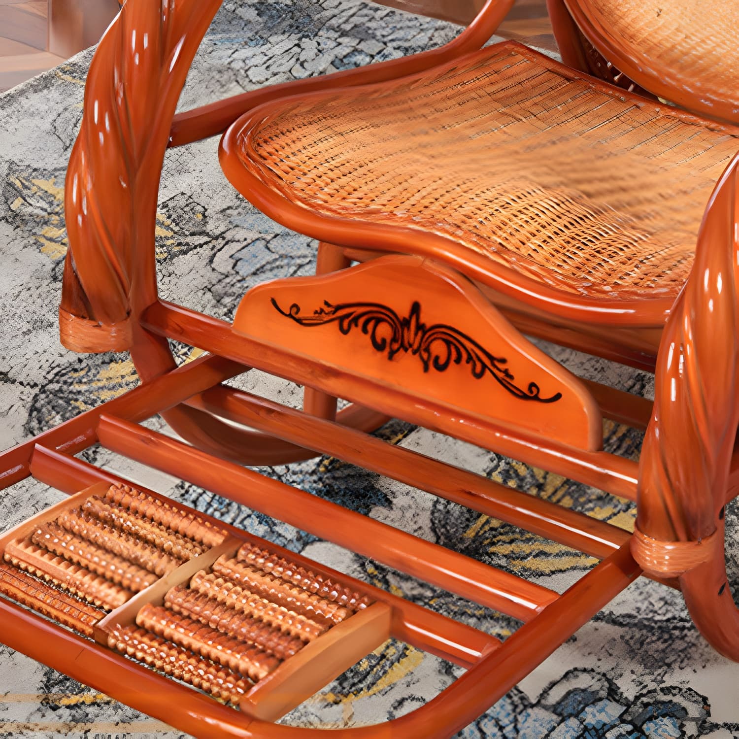 Mid Century Modern Recliner Chair Rattan/Wicker Recliner Chair for Living Room thumbnail 18