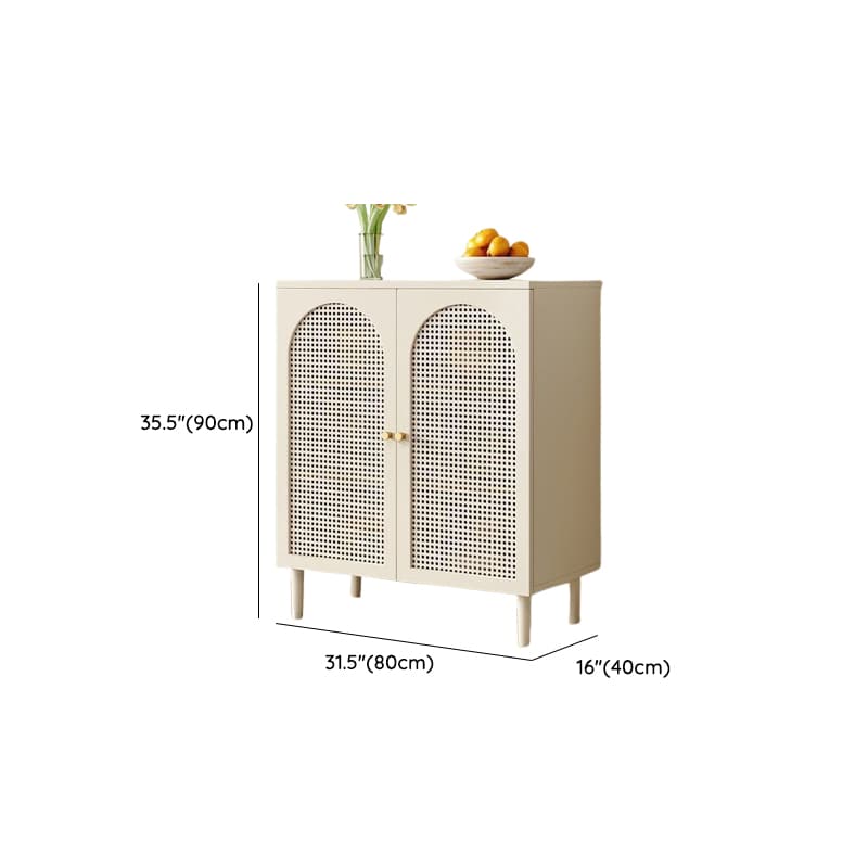 White Trendy Sideboard with 3 Drawers, Narrow/Standard Size, 3/6 Shelves, Lumber Countertop, and Glass-panel Door thumbnail 17