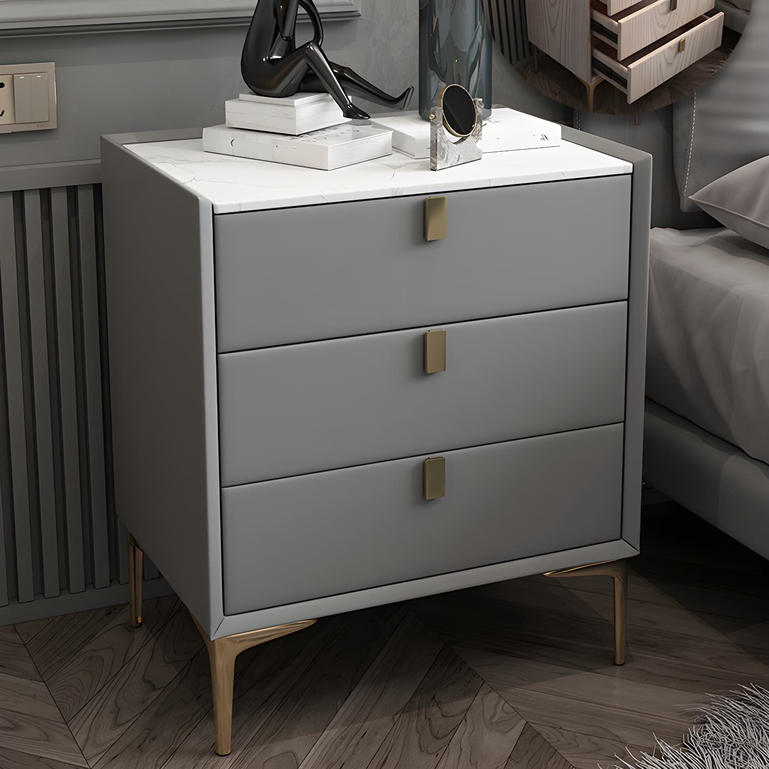 Solid Wood Drawer Storage Night Table 2 Drawer Modern Bed Nightstand thumbnail 15