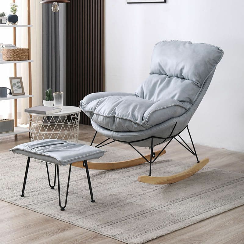 Stationary Rocker for Nursery Natural Wood Finish with Ottoman and Rear thumbnail 16