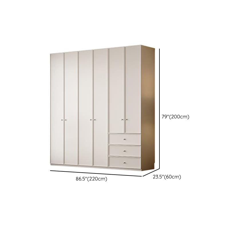 Chalk Modern Wooden Standalone Almirah with 3-Drawer/6-Drawer, Interior Shelves, and Hanging Rod thumbnail 14
