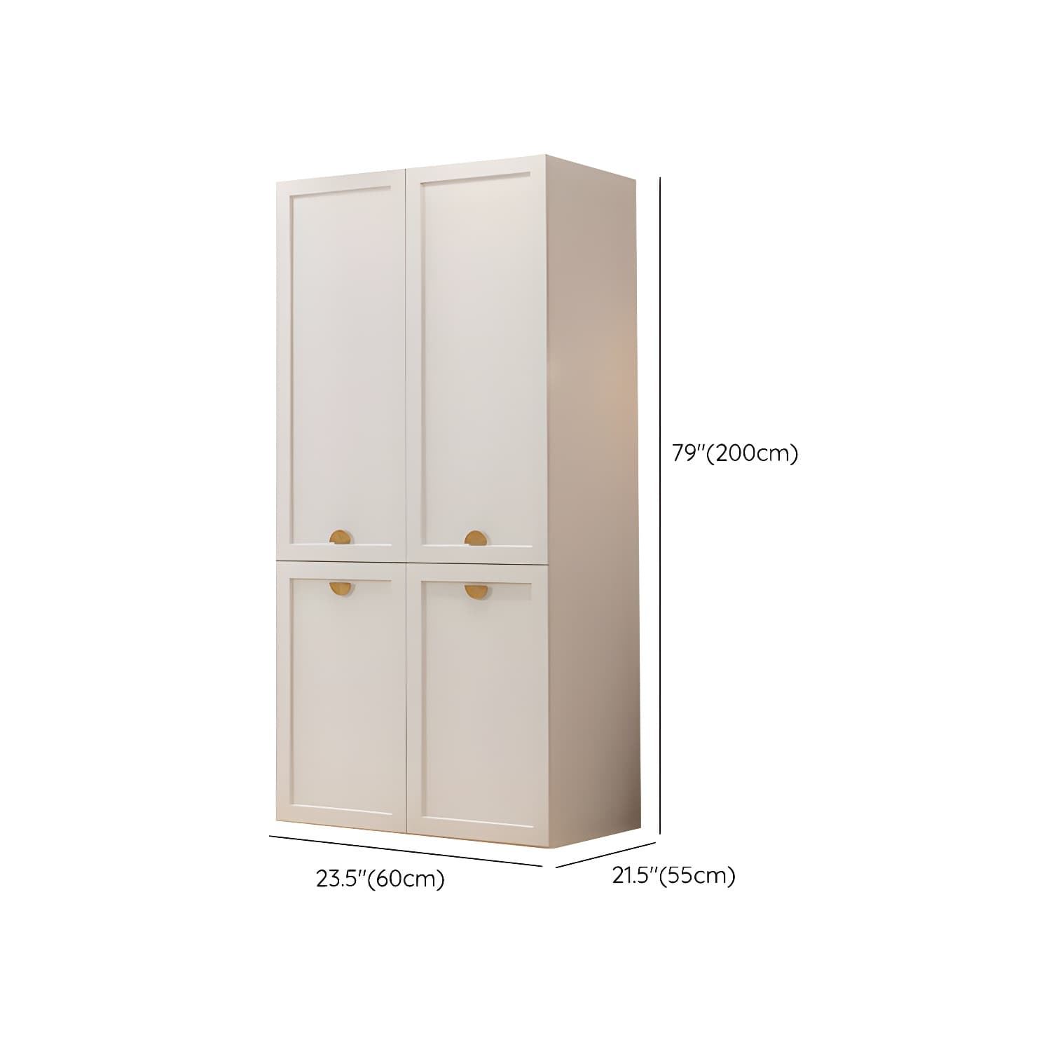 Modern Solid Color Shelves Hinged Doors Cloth Rod Included Cabinet in Beige thumbnail 16