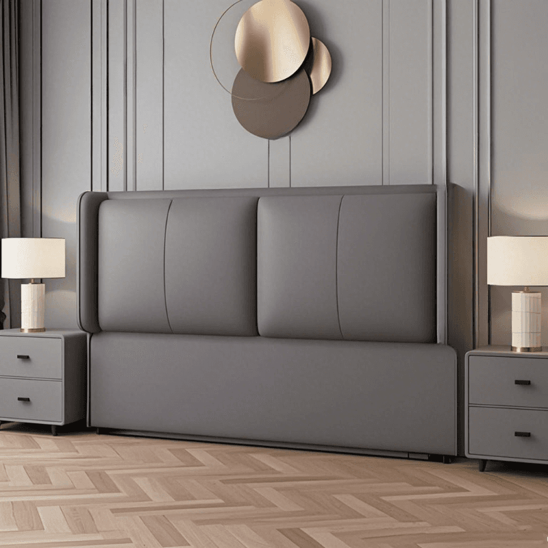 Simplistic Style Wingback Headboard in Pine Wood with No Distressing, Rectangular Shape for King/Queen/Full Bed, Featuring Sponge Upholstery and Standard Height thumbnail 1