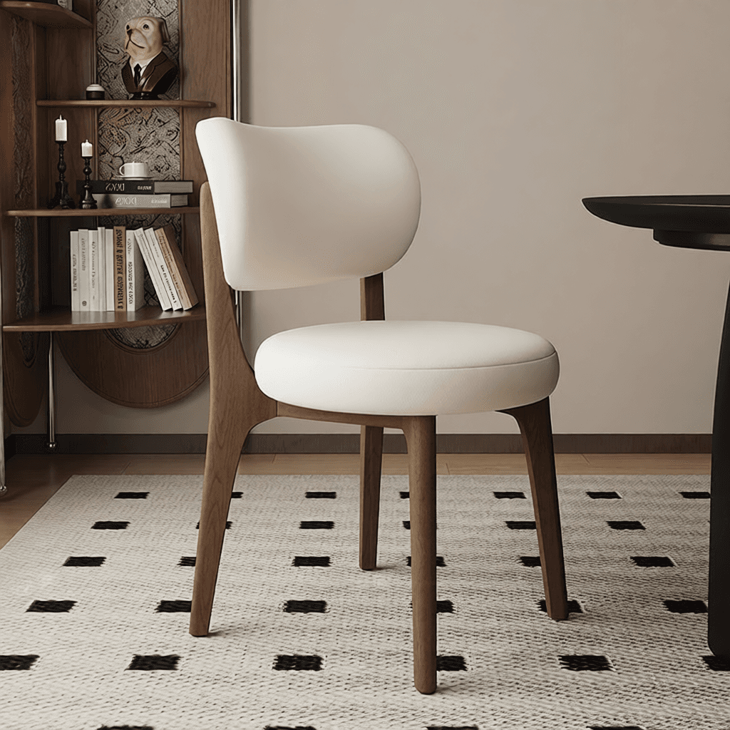 Modish Dining Room Side Chair with Padded Upholstery, Timber Legs, and Low Back thumbnail 5