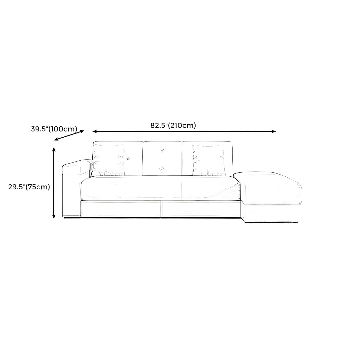 Contemporary Fabric Convertible Sofa Bed 29.53"High Pillow Top Arm Sofa Bed with Storage - image 10