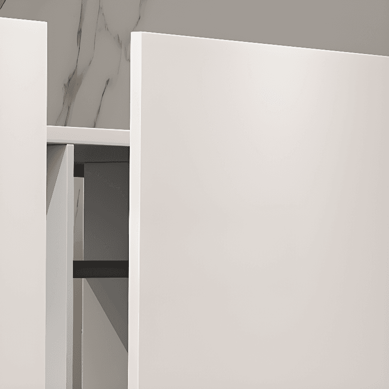 White Trendy Reclaimed Wood Almirah with Soft Close Drawer, Interior Shelves, and Hanging Rod thumbnail 4