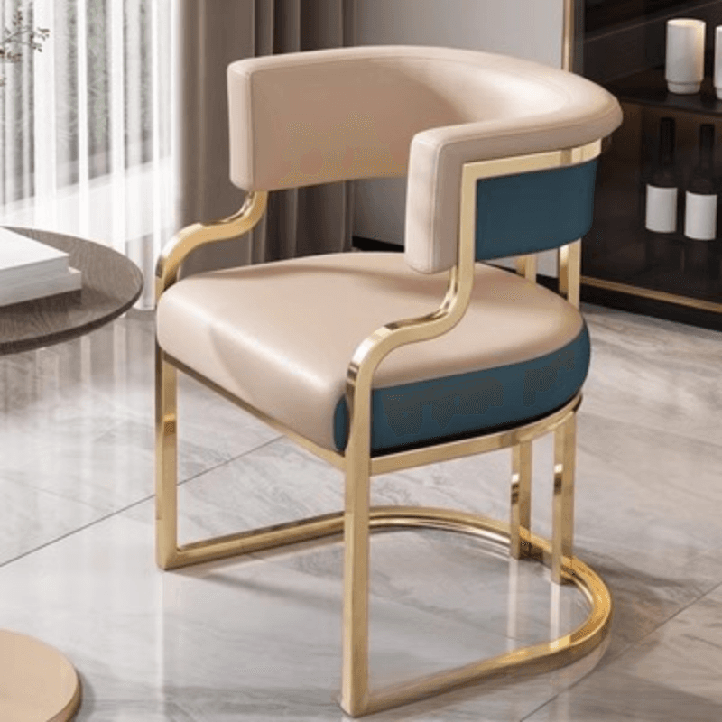 Minimalist Arm Chair with Cushioned Seat, Arms, Metallic Metal Legs, and Low Back thumbnail 3