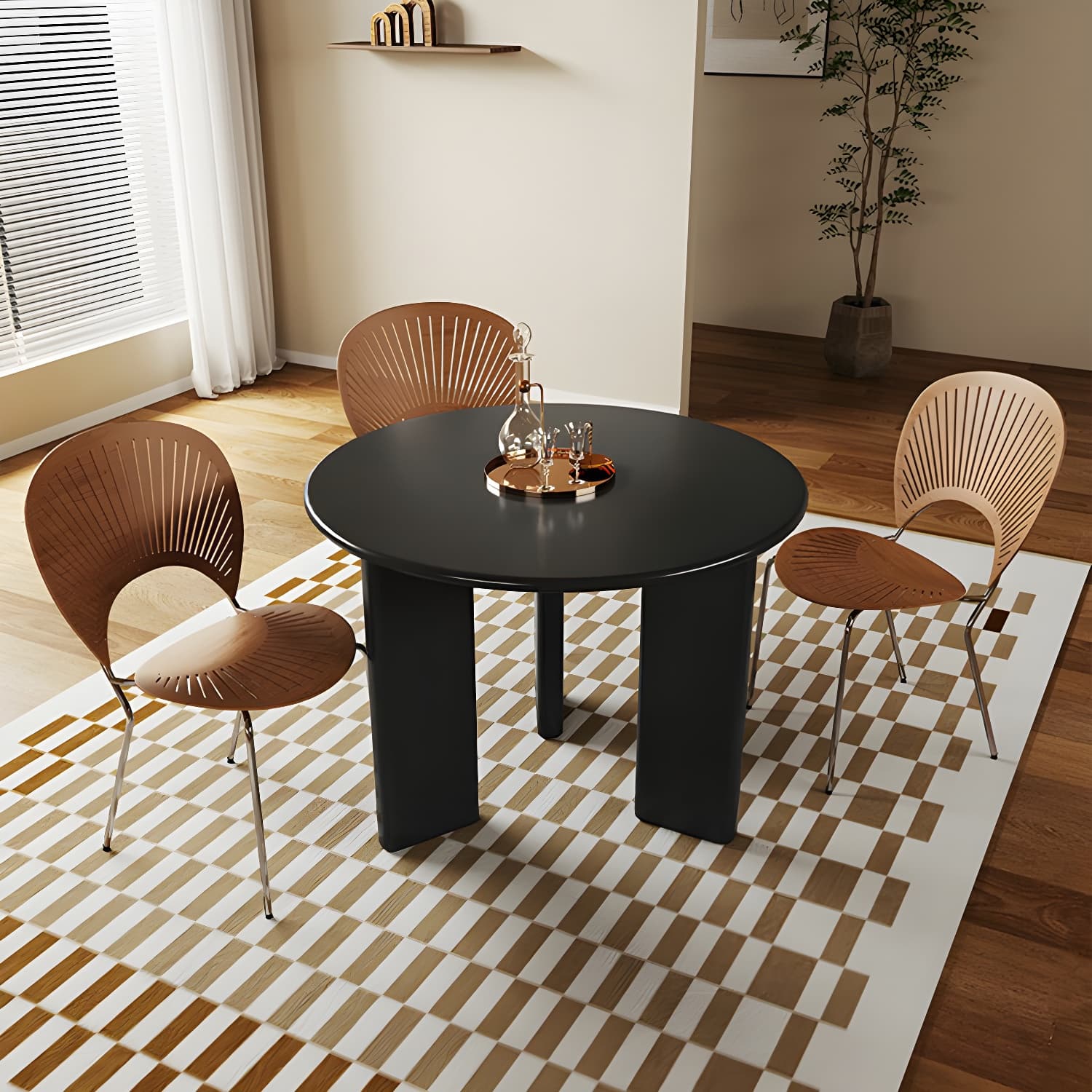 Scandinavian Round Wood Dining Table - Standard Height - Storage Not Included thumbnail 6