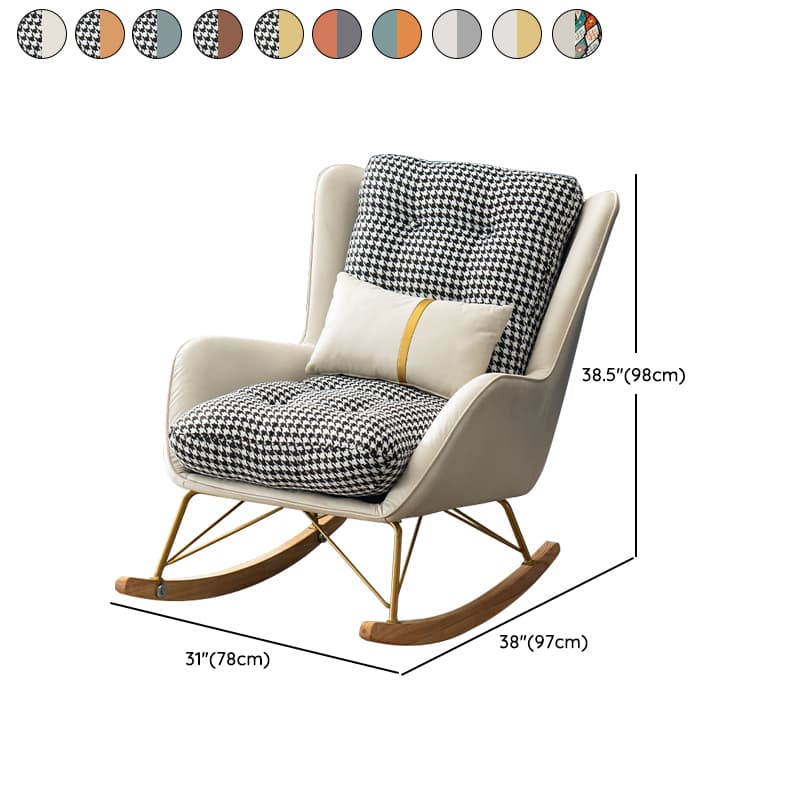 Ergonomic Stationary Round Arm Living Spaces Rocking Chair with Rear, Winged-back Chair thumbnail 19