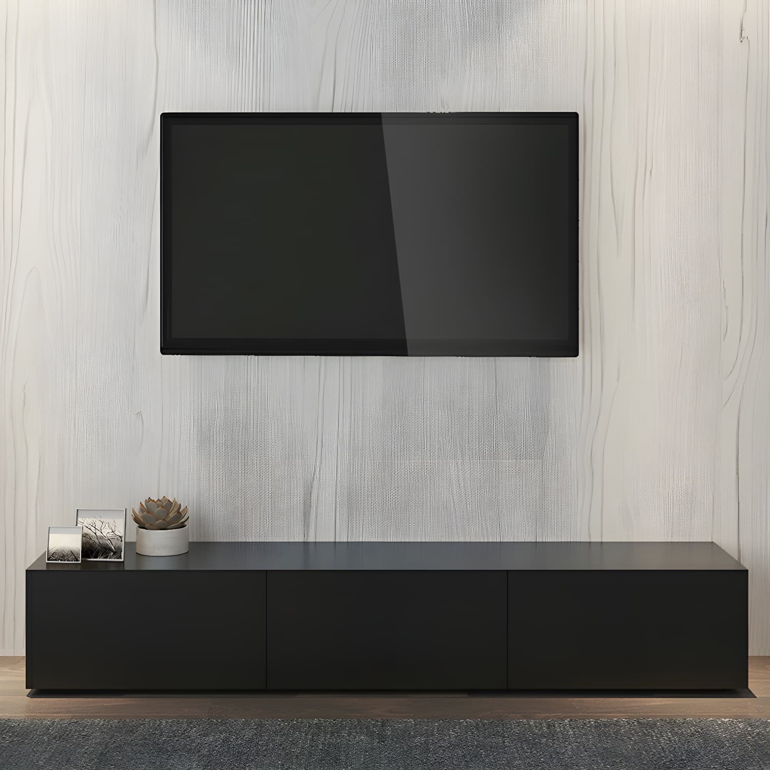 Modern TV Stand with Drawers and Soft Close Glides - Low Height, Wood Material thumbnail 6