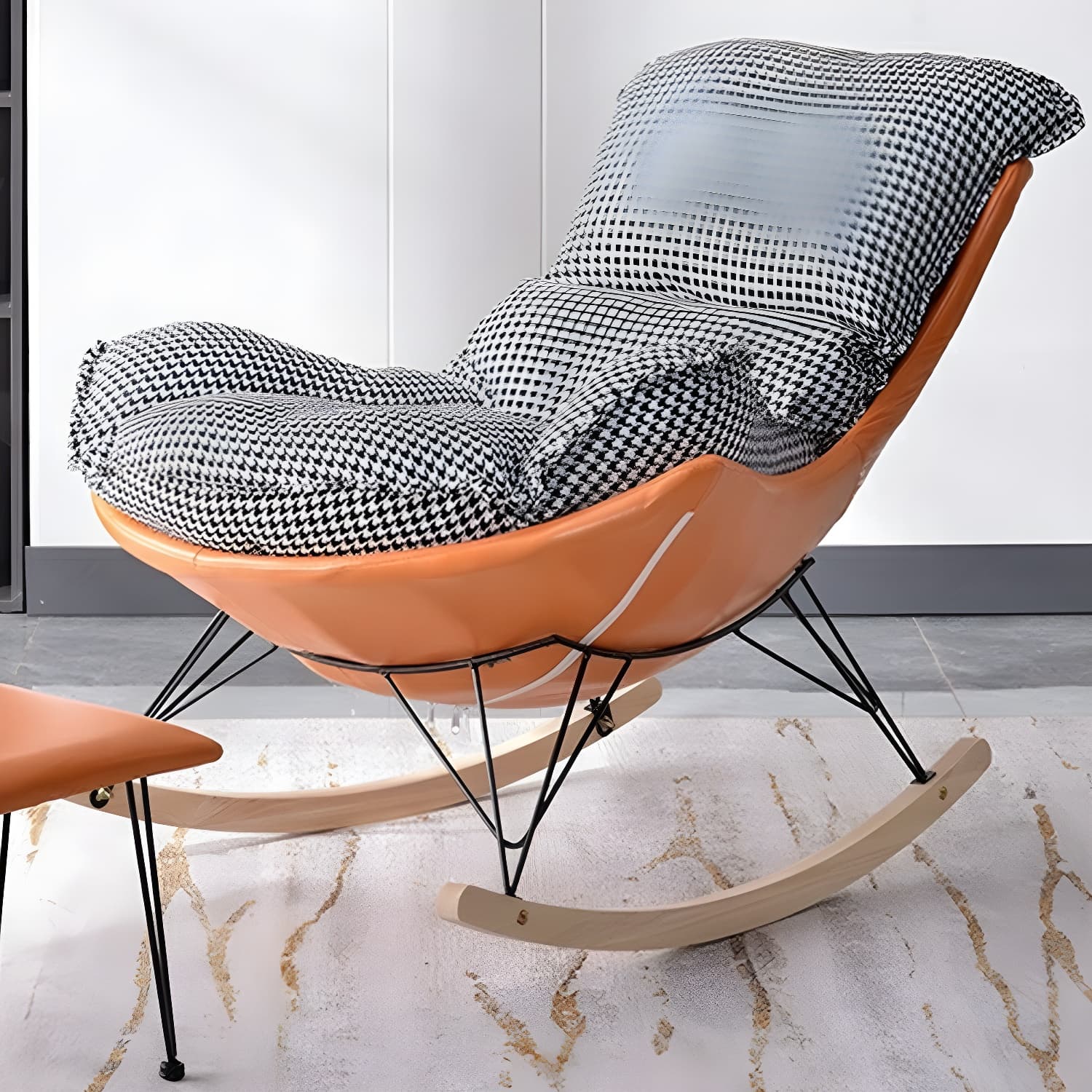 Modern Rocking Chair with Ottomans - Metal Frame, Removable Cushions, and Armless Design thumbnail 17