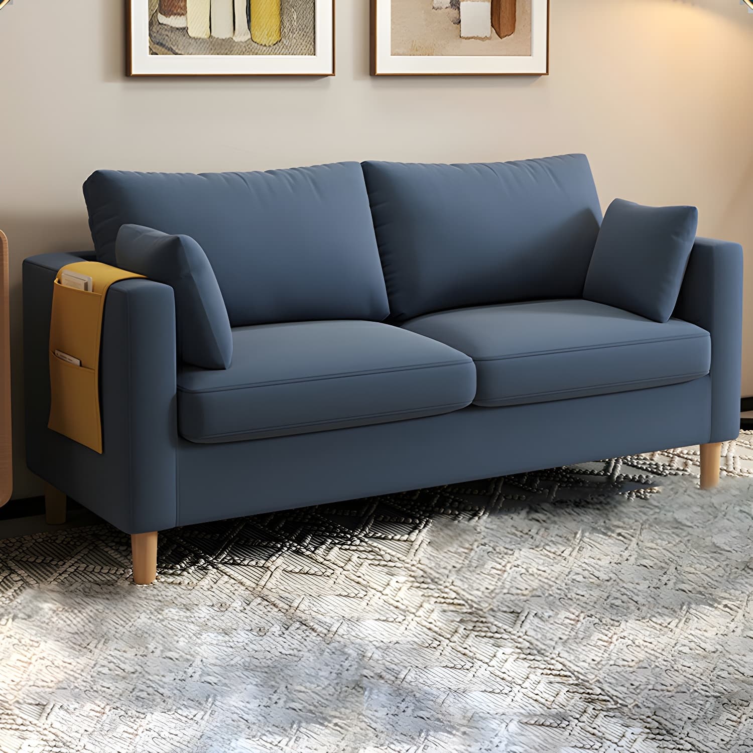 Contemporary Square Arm Loveseat with Machine Washable Cover and Pillows thumbnail 8
