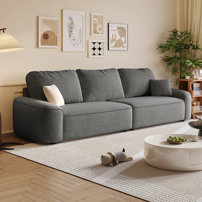 Tear Resistant Standard Sofa in Gray/Ivory/Citrus Color with 5 Pillows thumbnail 2
