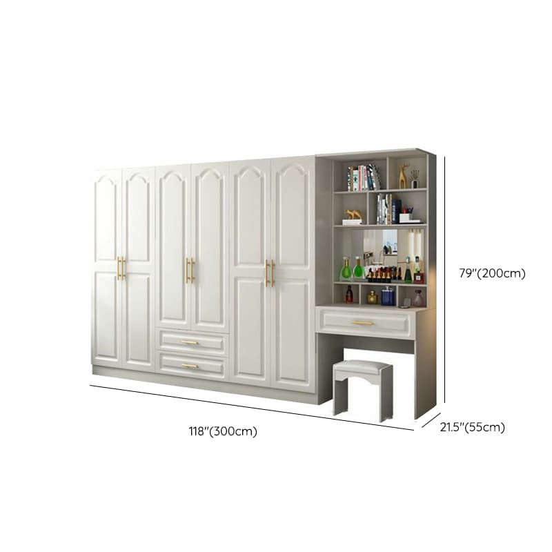 Contemporary Wood Chalk Wardrobe Closet with Interior Shelves&Clothing Rack&3-Drawer/6 Drawers/5-Drawer thumbnail 34